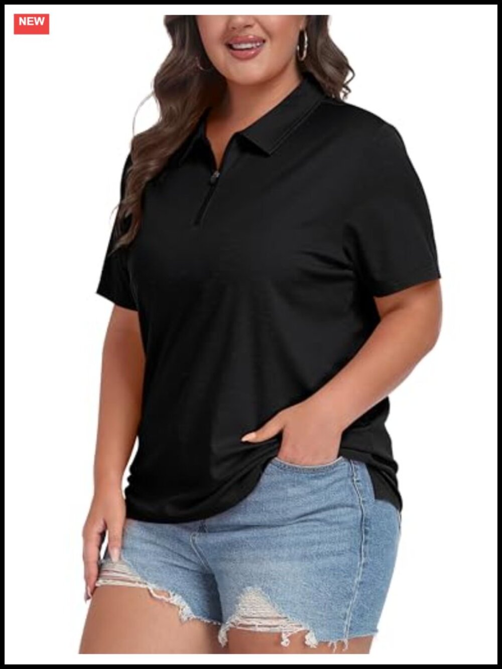 Plus Size Zip Up Golf Polo Shirts for Women Short Sleeve Collared Athletic